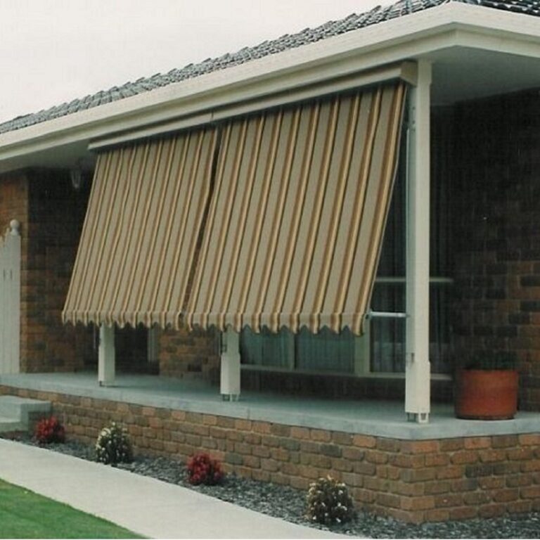 Striped outdoor sunblind on a Melbourne home verandah window