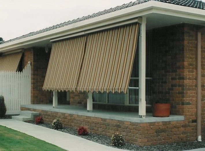 Striped outdoor sunblind on a Melbourne home verandah window